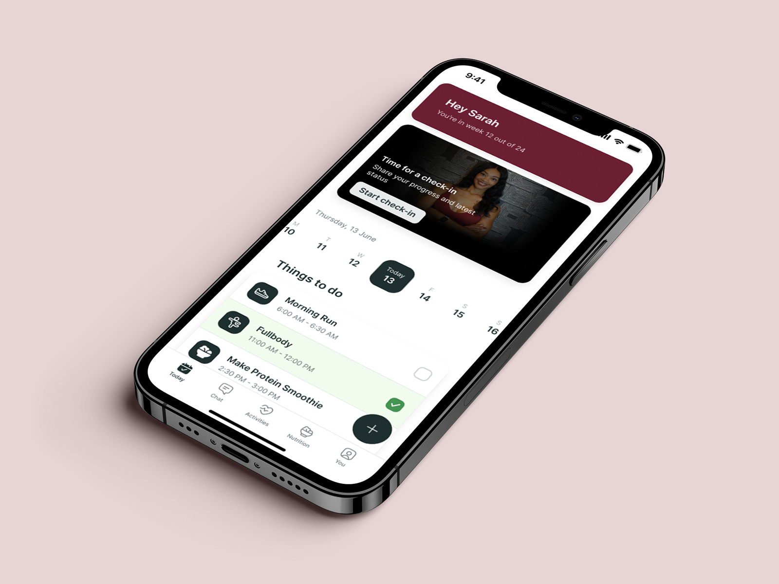 A mockup of the coaching app showcasing the features.